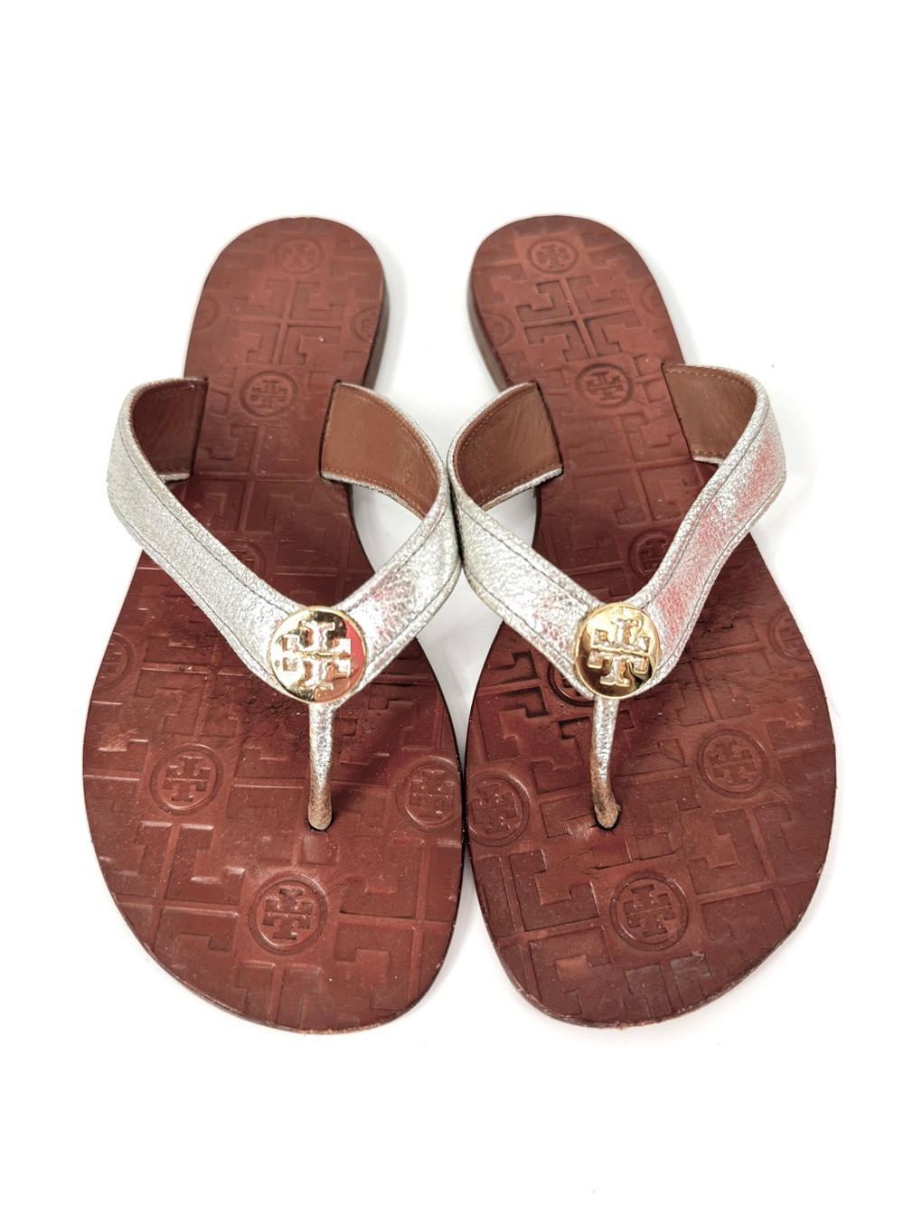 Tory Burch Thora Sandals Reverse Metallic Silver
